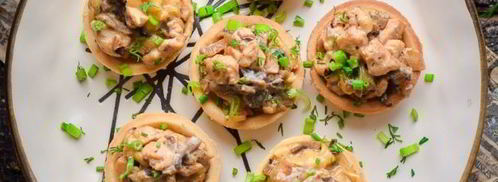 тарталетки с грибами, курицей и сливками. Шаг 10