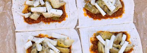 тарталетки с козьим сыром, артишоками и соусом песто. Шаг 7