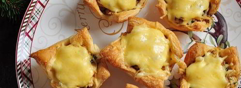 тарталетки с курицей, грибами и сыром. Шаг 13