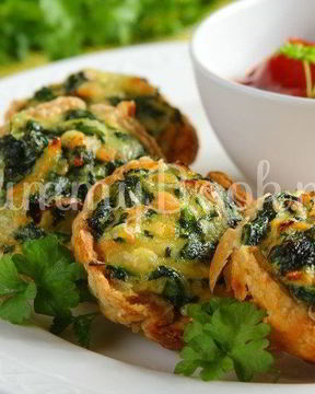 Тарталетки с лососем и шпинатом