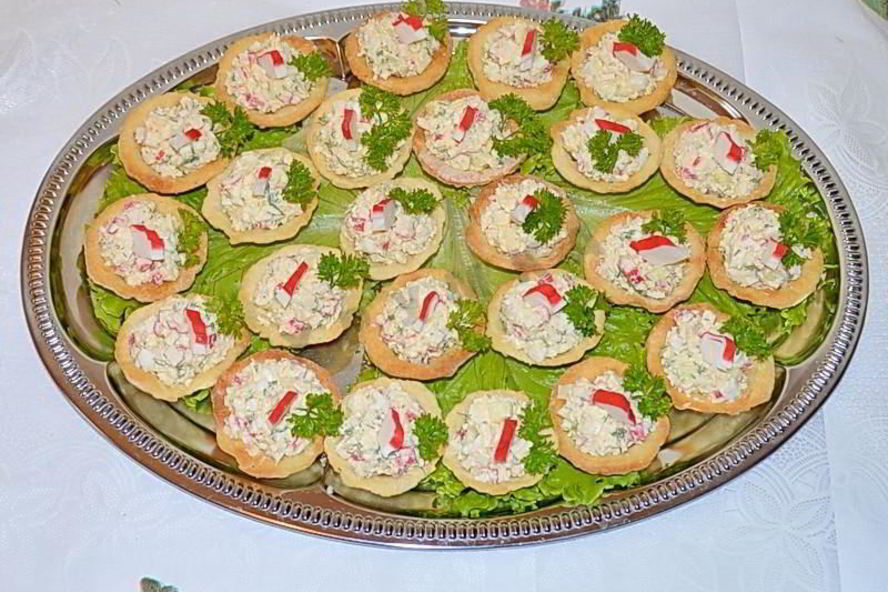 Рецепт тарталеток с начинкой из крабовых палочек