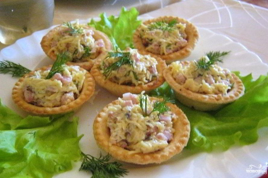Рецепт тарталеток с ветчиной и помидорами