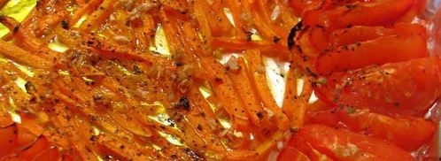 закусочные рисовые тарталетки с запеченными овощами и куриным филе под сыром. Шаг 8