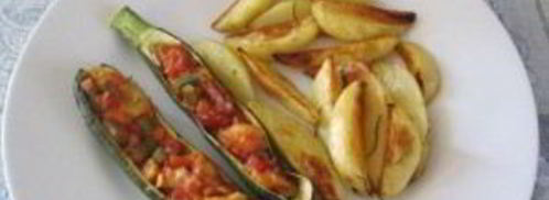 цуккини, фаршированный томатом и стручковой фасолью. Шаг 8