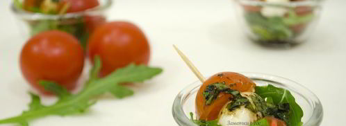 закуска из моцареллы с помидорами на шпажках. Шаг 7