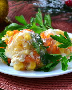 Овощное заливное в яичной скорлупе