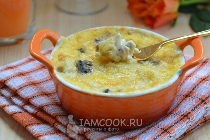 Рецепт жульена с курицей и шампиньонами в духовке